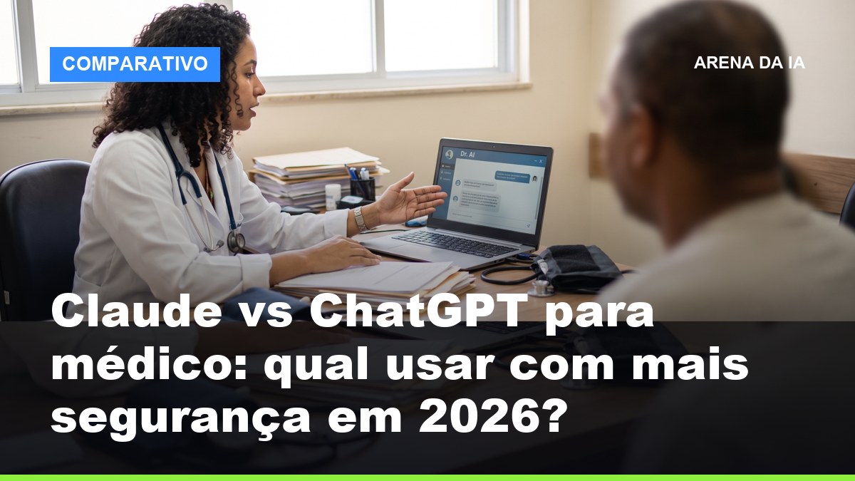 Médico brasileiro consultando IA Claude vs ChatGPT para uso médico em estação de trabalho hospitalar