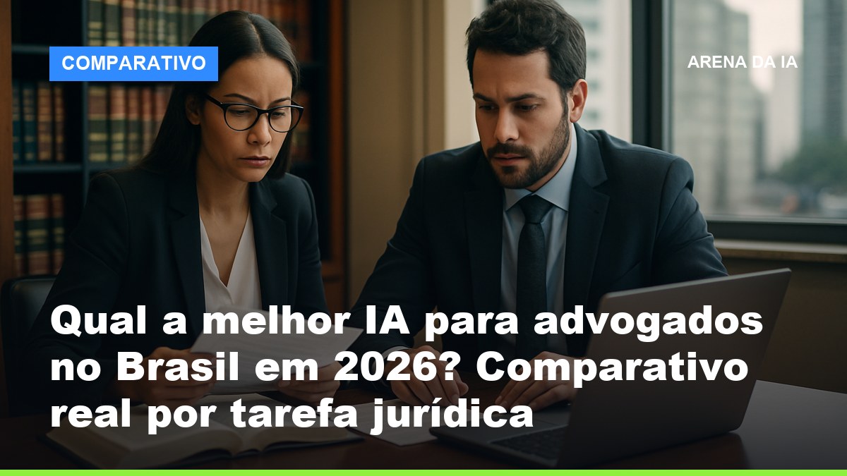 Advogados brasileiros analisando documentos jurídicos com IA em escritório moderno em 2026
