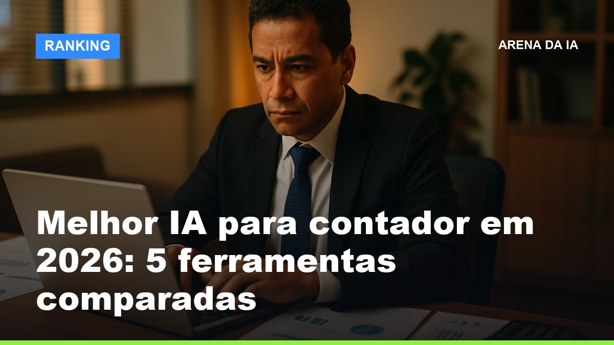Contador brasileiro em escritório analisando relatórios financeiros com IA no laptop rodeado de documentos