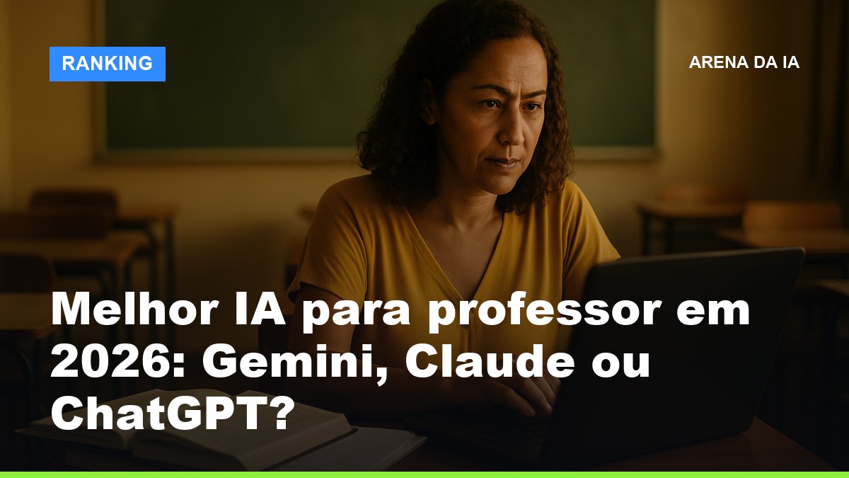 Professora brasileira usando IA no laptop na sala de aula após as aulas com lousa ao fundo