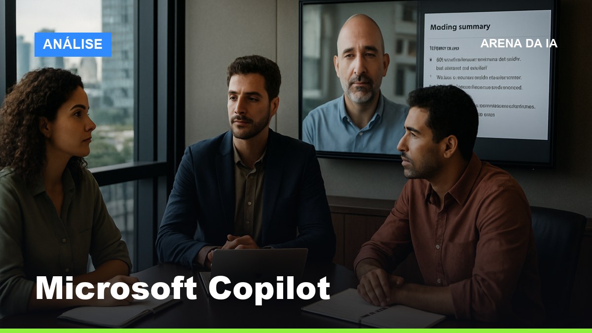 Equipe brasileira em reunião usando o Microsoft Copilot no Teams para gerar ata automática