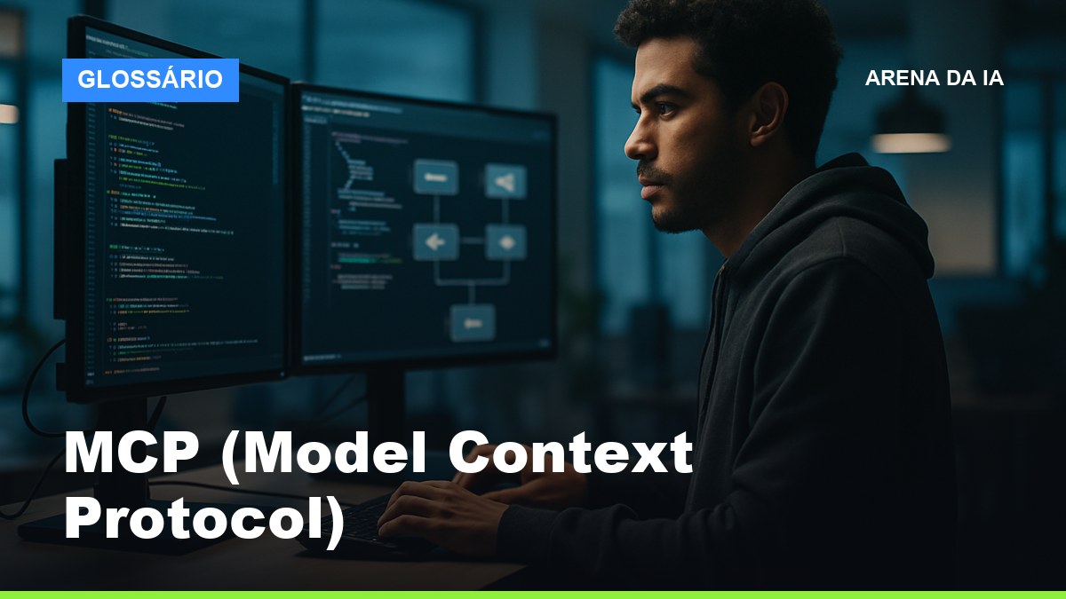 Desenvolvedor brasileiro configurando MCP Model Context Protocol em setup de múltiplos monitores